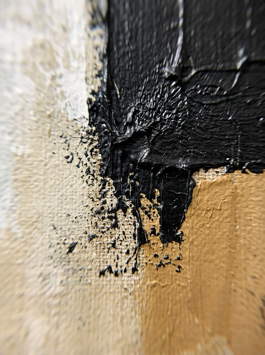 Plattenbruch — Detail, Impasto und Pigmentstruktur